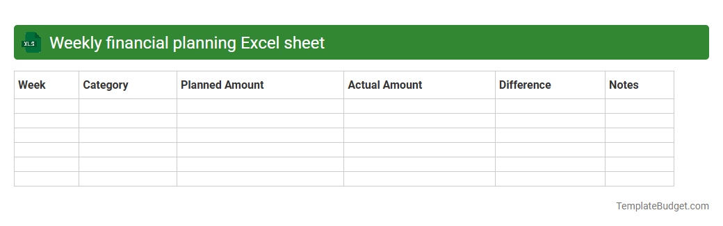 Weekly financial planning Excel sheet