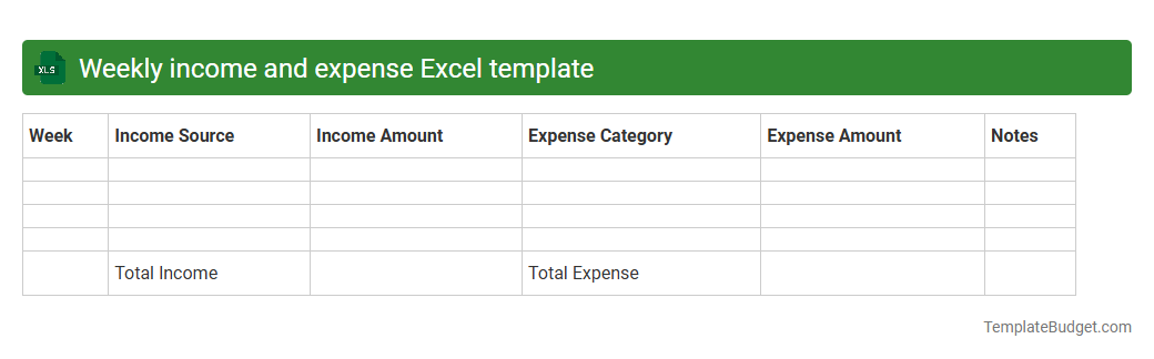 Weekly income and expense Excel template