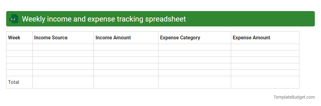 Weekly income and expense tracking spreadsheet
