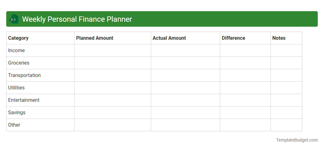 Weekly Personal Finance Planner