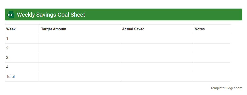 Weekly Savings Goal Sheet