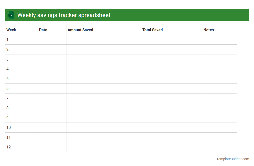 Weekly savings tracker spreadsheet