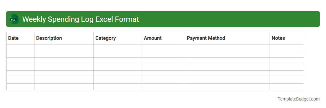 Weekly Spending Log Excel Format