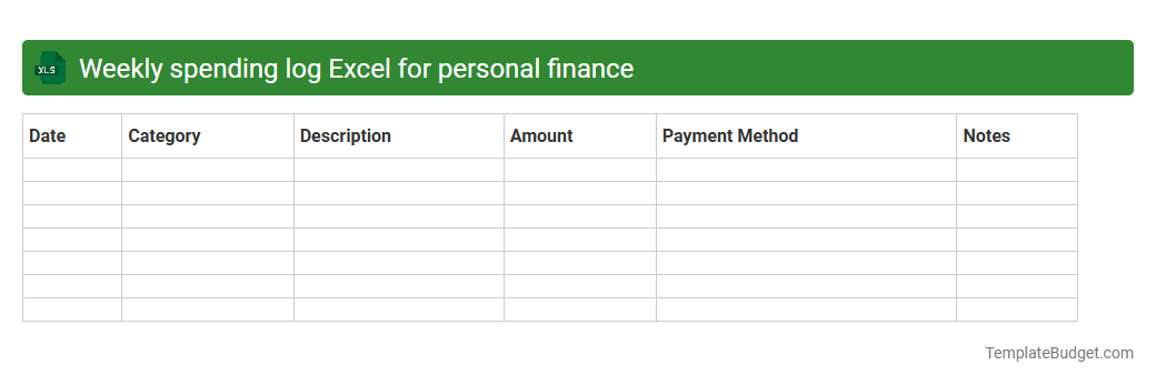 Weekly spending log Excel for personal finance