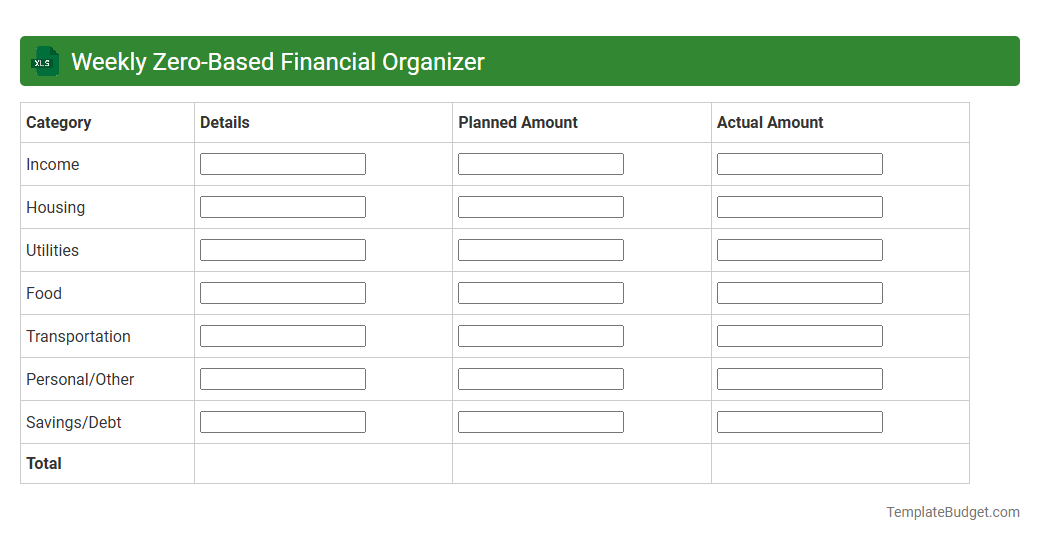 Weekly Zero-Based Financial Organizer