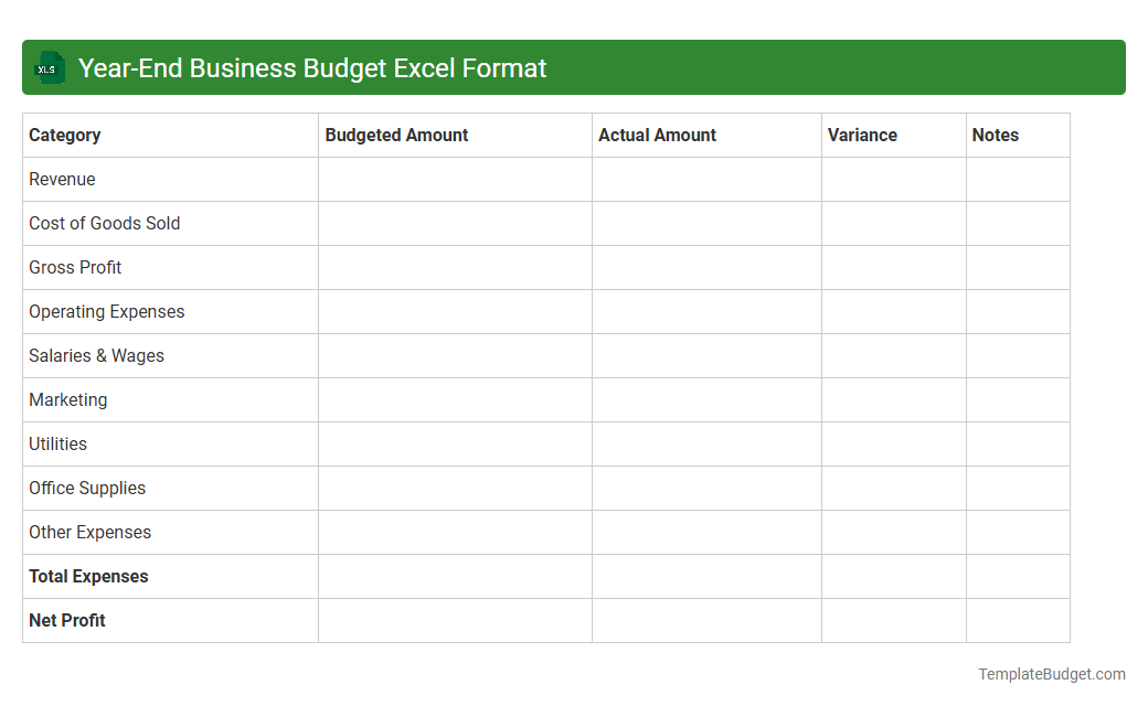 Year-End Business Budget Excel Format