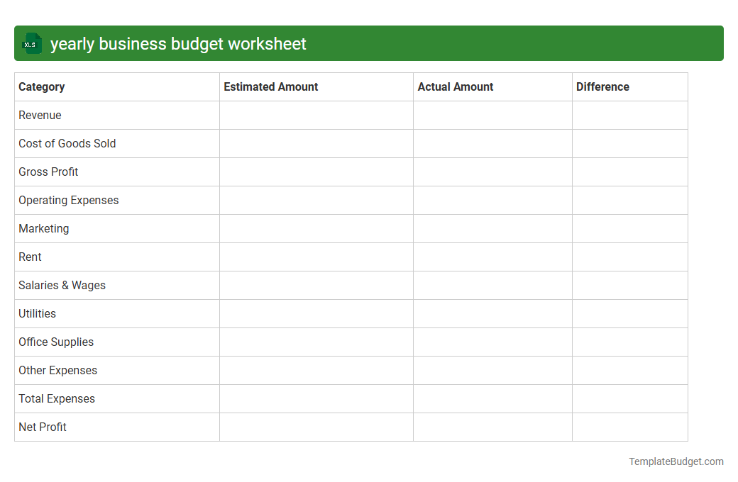 yearly business budget worksheet
