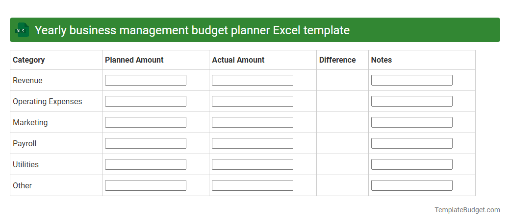 Yearly business management budget planner Excel template