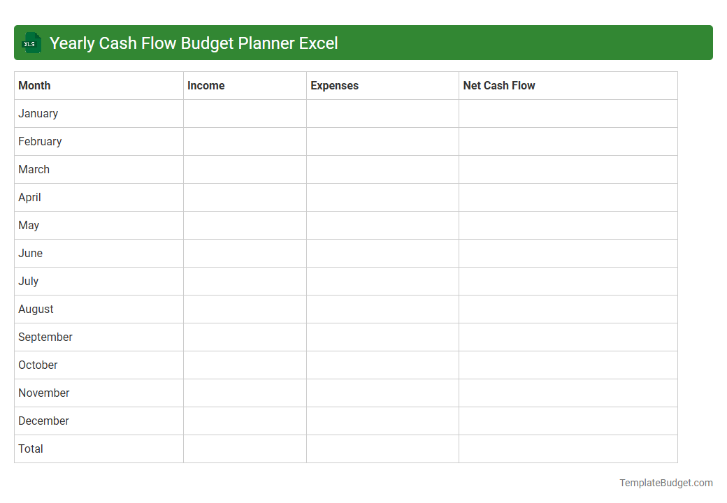 Yearly Cash Flow Budget Planner Excel