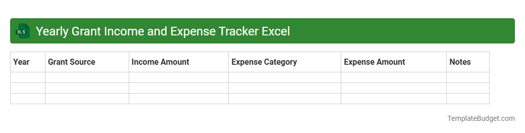 Yearly Grant Income and Expense Tracker Excel