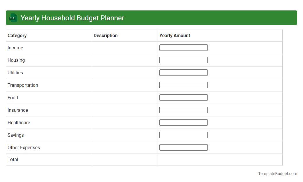 Yearly Household Budget Planner