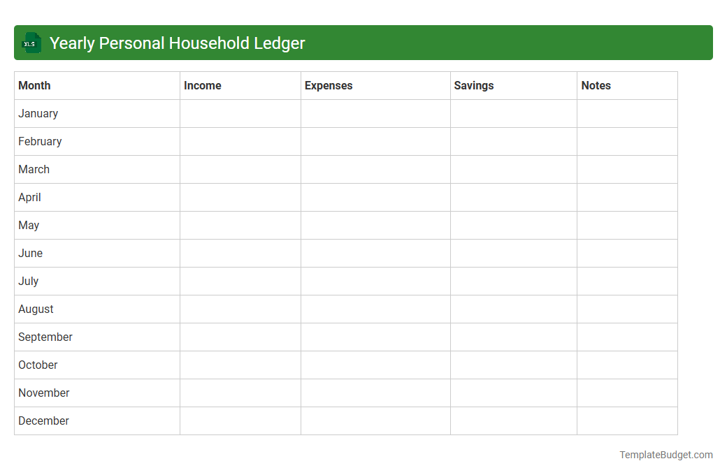 Yearly Personal Household Ledger