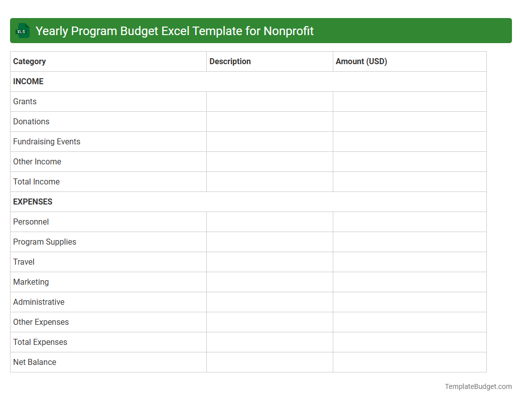 Yearly Program Budget Excel Template for Nonprofit
