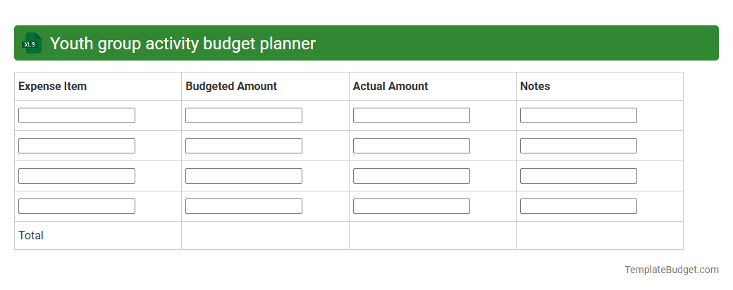 Youth group activity budget planner