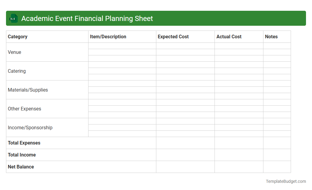 Academic Event Financial Planning Sheet