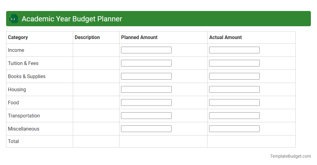 Academic Year Budget Planner