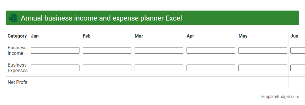 Annual business income and expense planner Excel