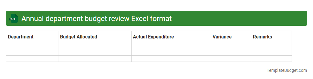 Annual department budget review Excel format