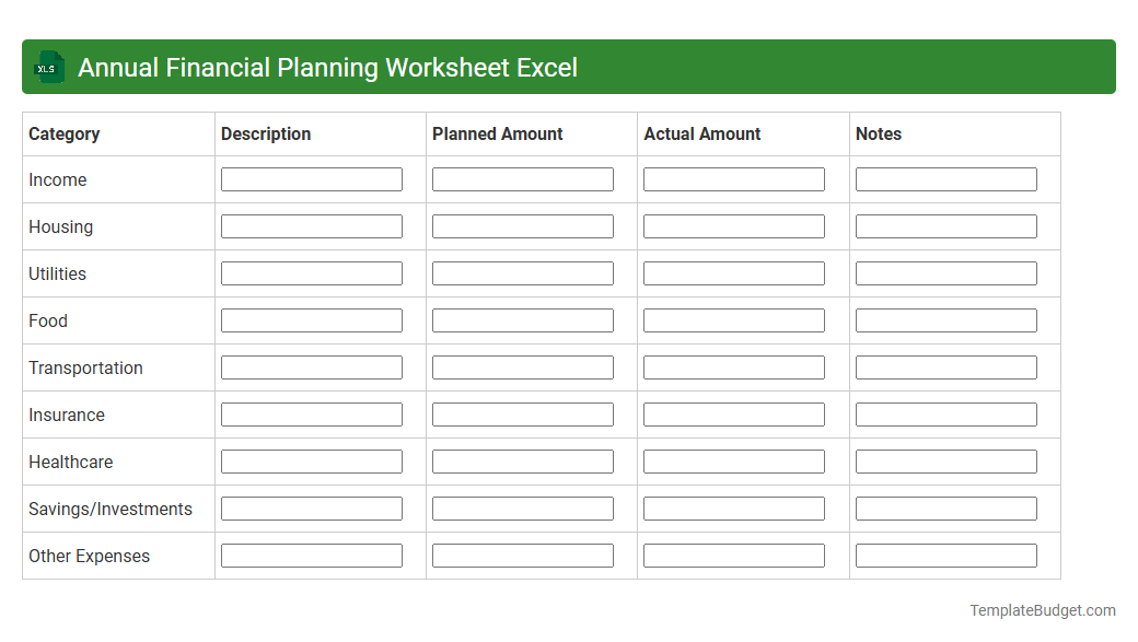 Annual Financial Planning Worksheet Excel
