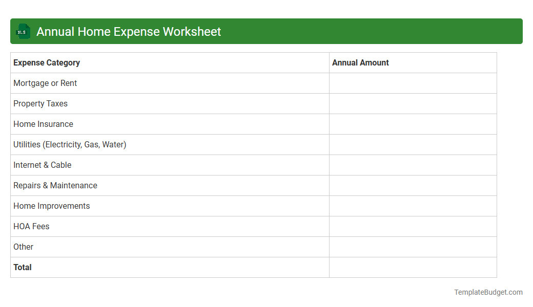 Annual Home Expense Worksheet