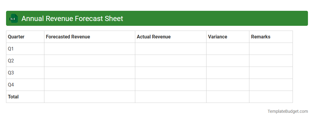 Annual Revenue Forecast Sheet