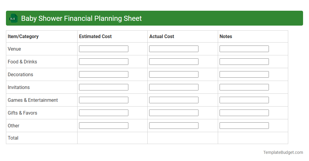 Baby Shower Financial Planning Sheet
