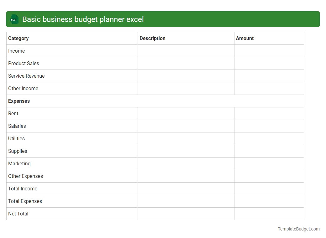 Basic business budget planner excel