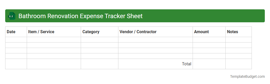 Bathroom Renovation Expense Tracker Sheet
