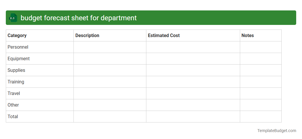 budget forecast sheet for department