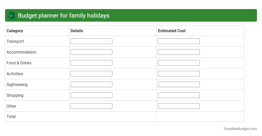 Budget planner for family holidays