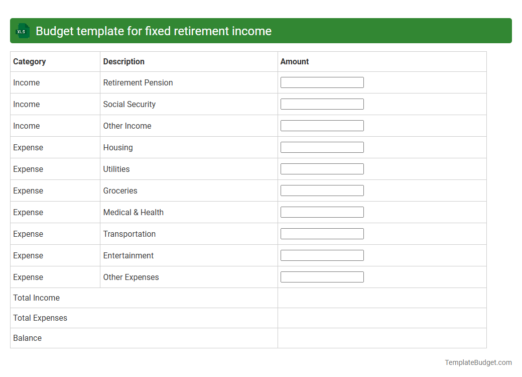 Budget template for fixed retirement income