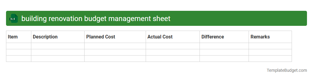 building renovation budget management sheet