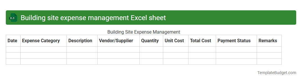 Building site expense management Excel sheet
