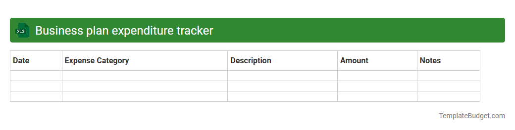 Business plan expenditure tracker
