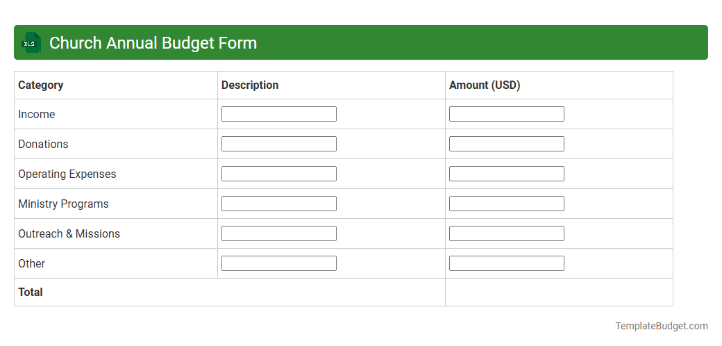 Church Annual Budget Form