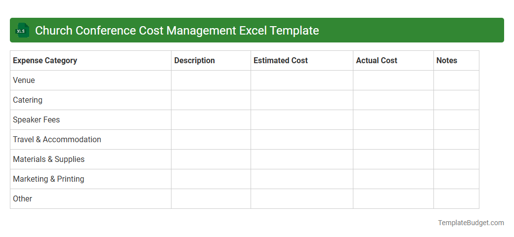 Church Conference Cost Management Excel Template
