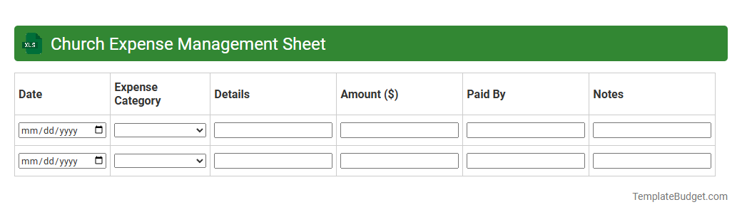 Church Expense Management Sheet