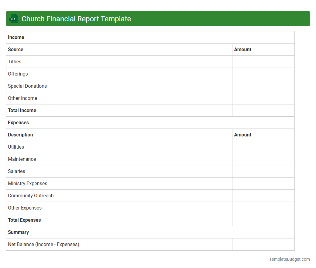 Church Financial Report Template