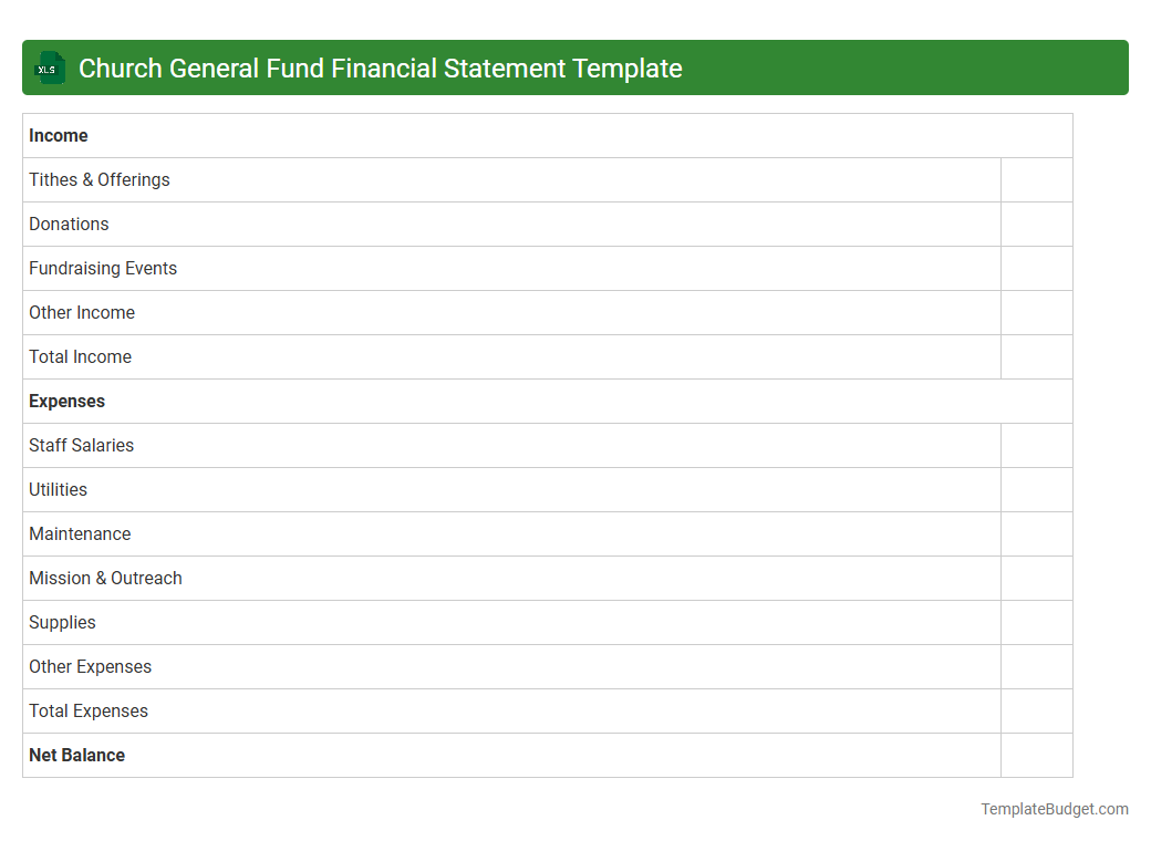 Church General Fund Financial Statement Template
