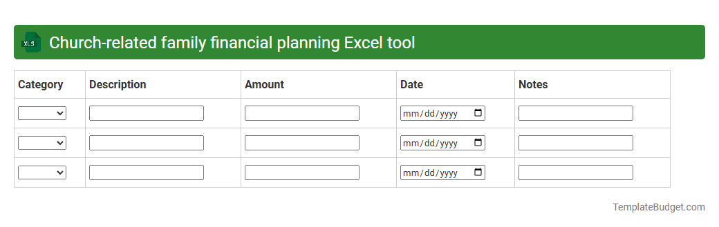 Church-related family financial planning Excel tool