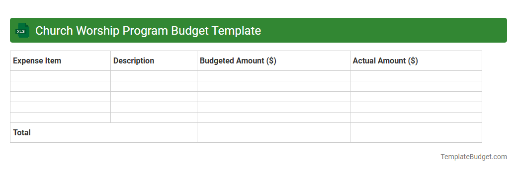 Church Worship Program Budget Template