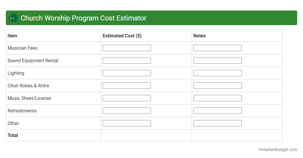 Church Worship Program Cost Estimator
