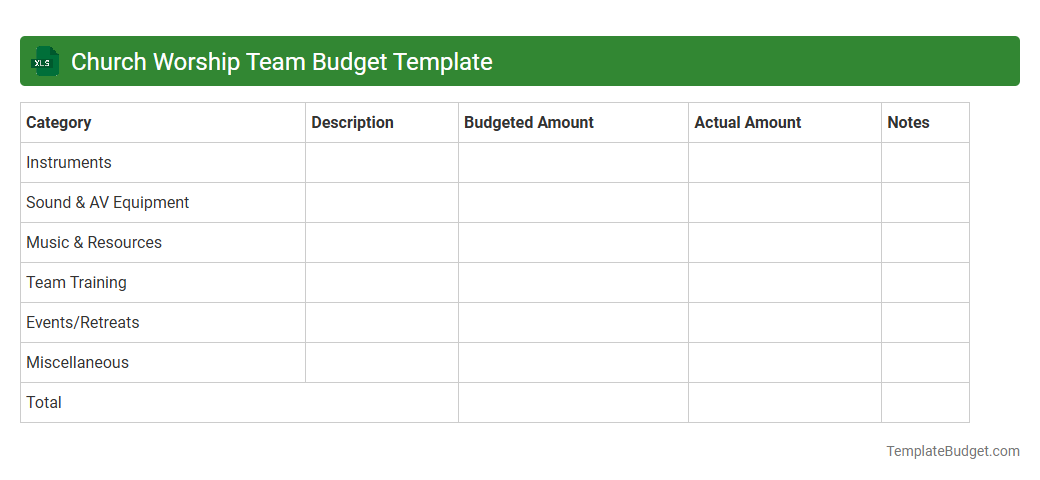 Church Worship Team Budget Template