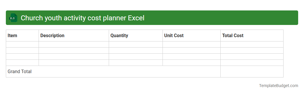 Church youth activity cost planner Excel