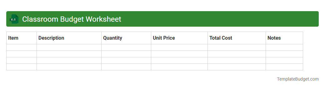 Classroom Budget Worksheet