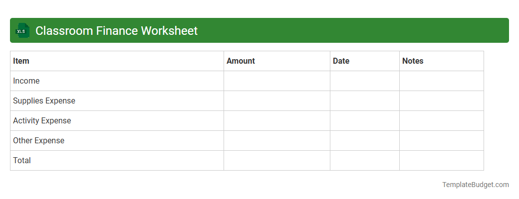 Classroom Finance Worksheet