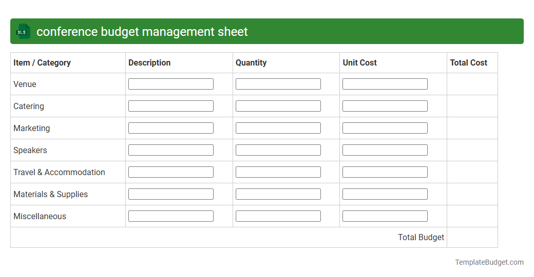 conference budget management sheet