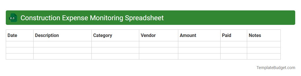 Construction Expense Monitoring Spreadsheet