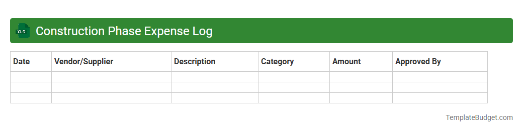 Construction Phase Expense Log
