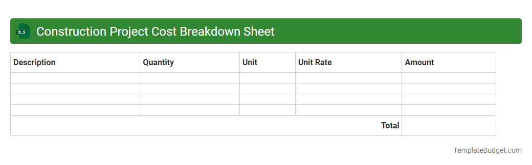 Construction Project Cost Breakdown Sheet